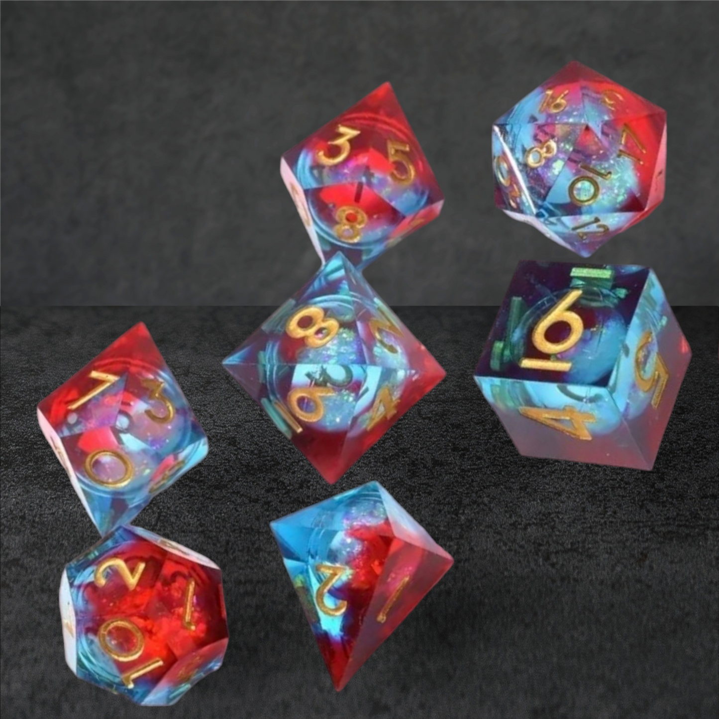 "fire & ice" liquid core tabletop roleplay gaming D&D dice