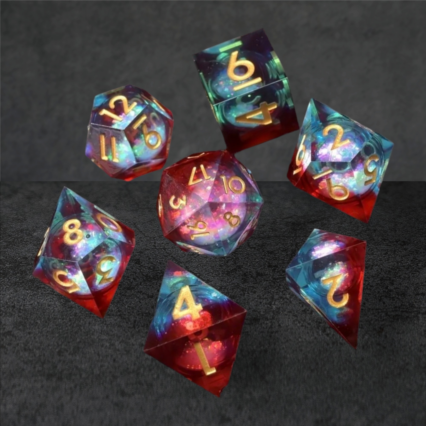 "fire & ice" liquid core tabletop roleplay gaming D&D dice