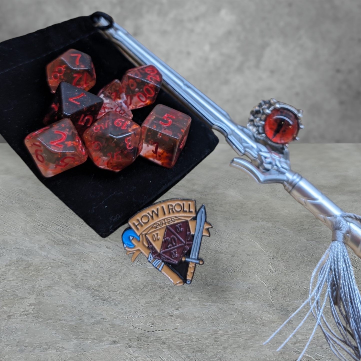 "blood lust" theme tabletop roleplay gaming dice gift set