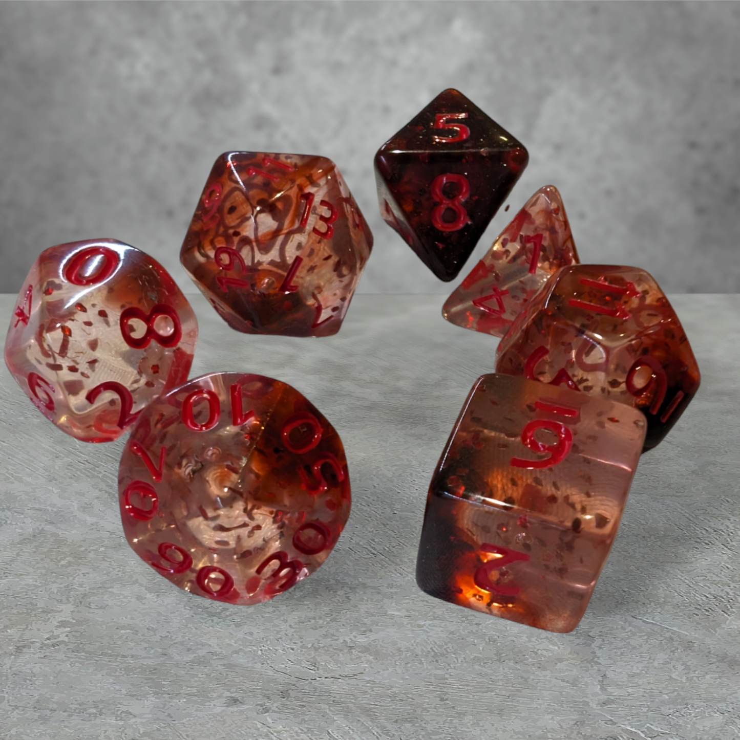 "blood lust" theme tabletop roleplay gaming dice gift set