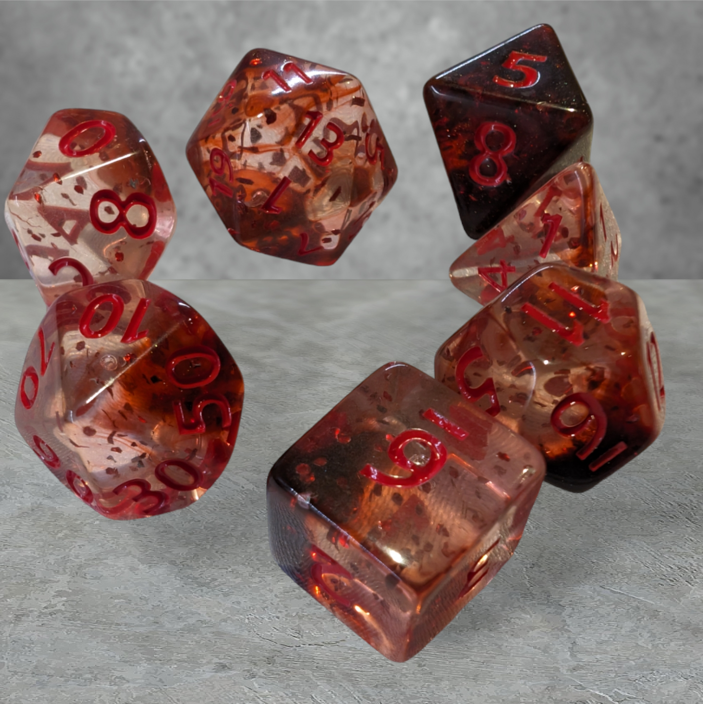 "blood lust" theme tabletop roleplay gaming dice gift set