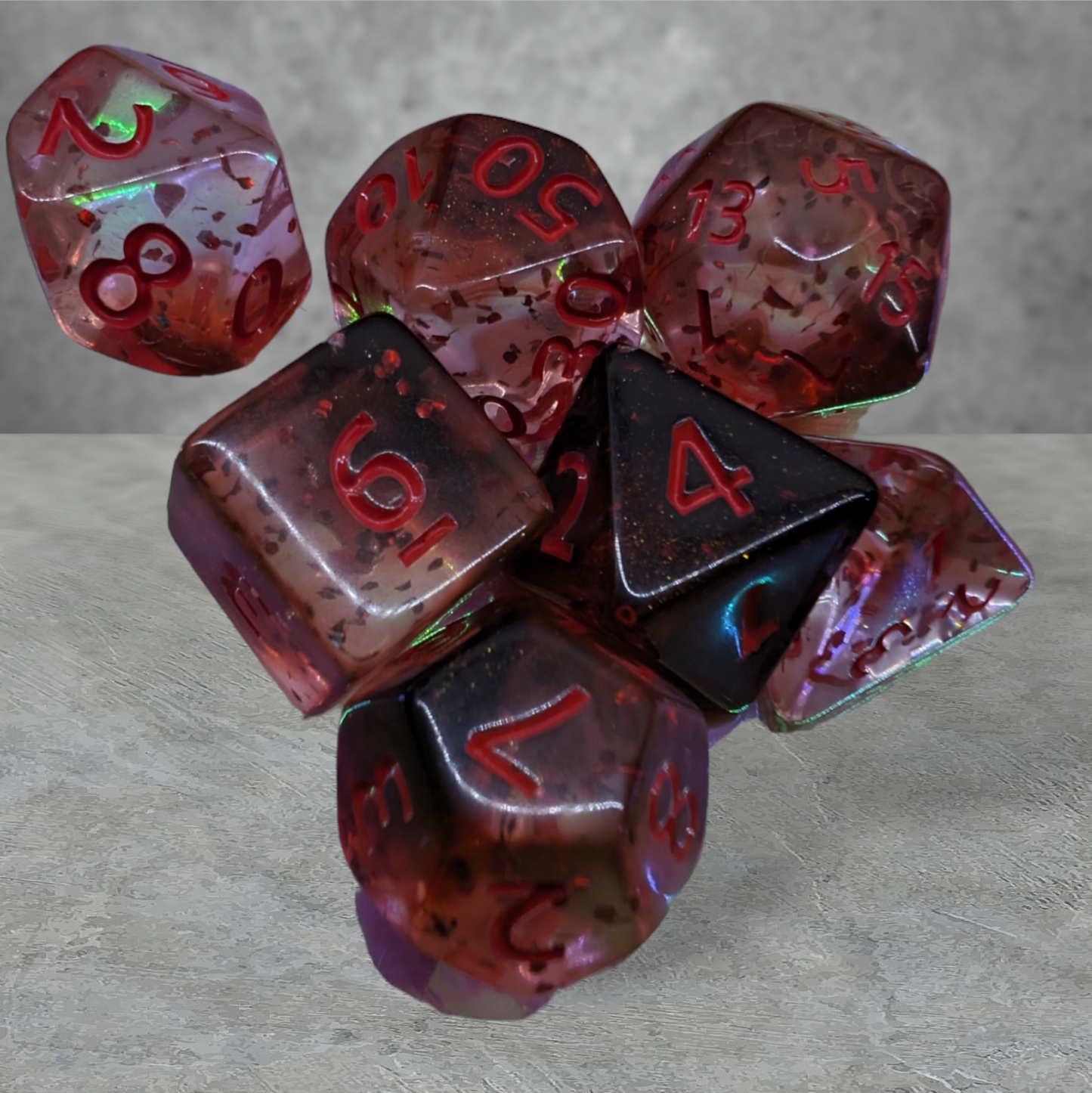 "blood lust" theme tabletop roleplay gaming dice gift set