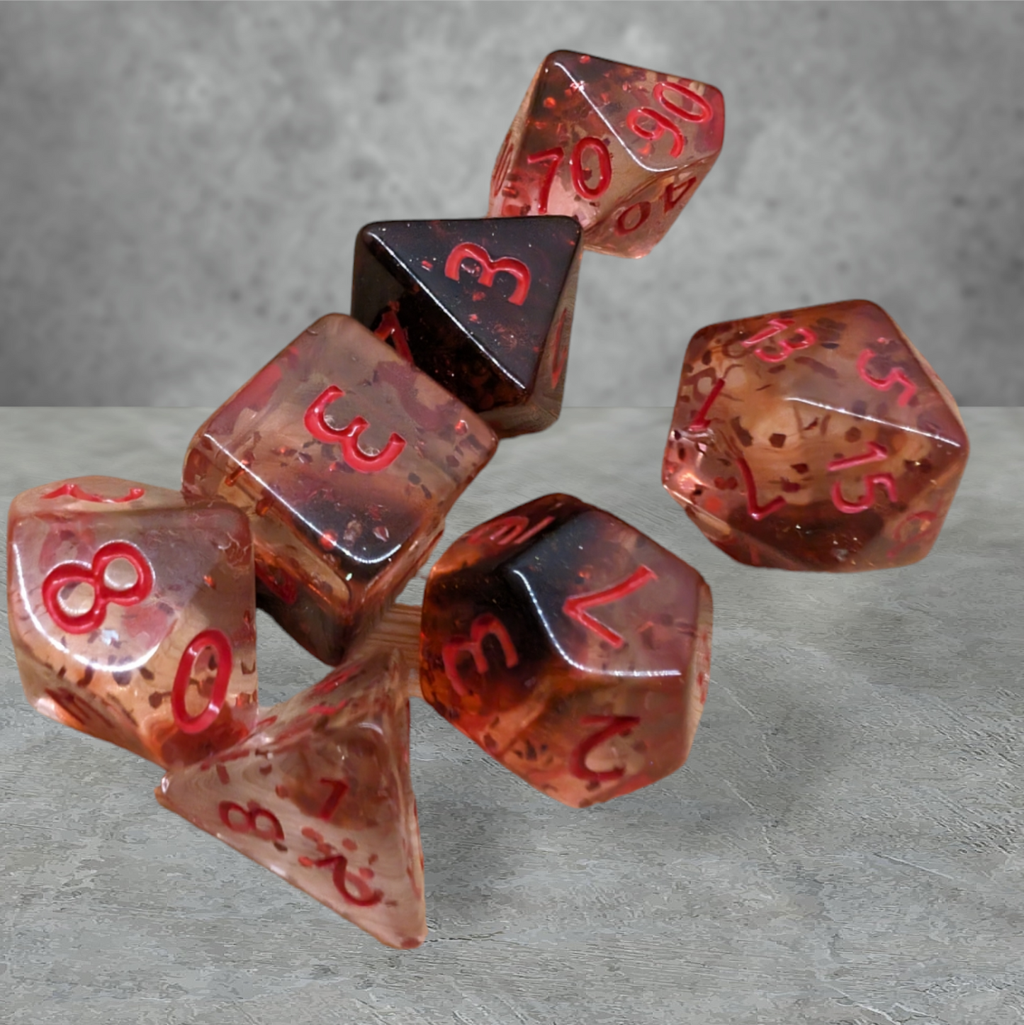 "blood lust" theme tabletop roleplay gaming dice gift set