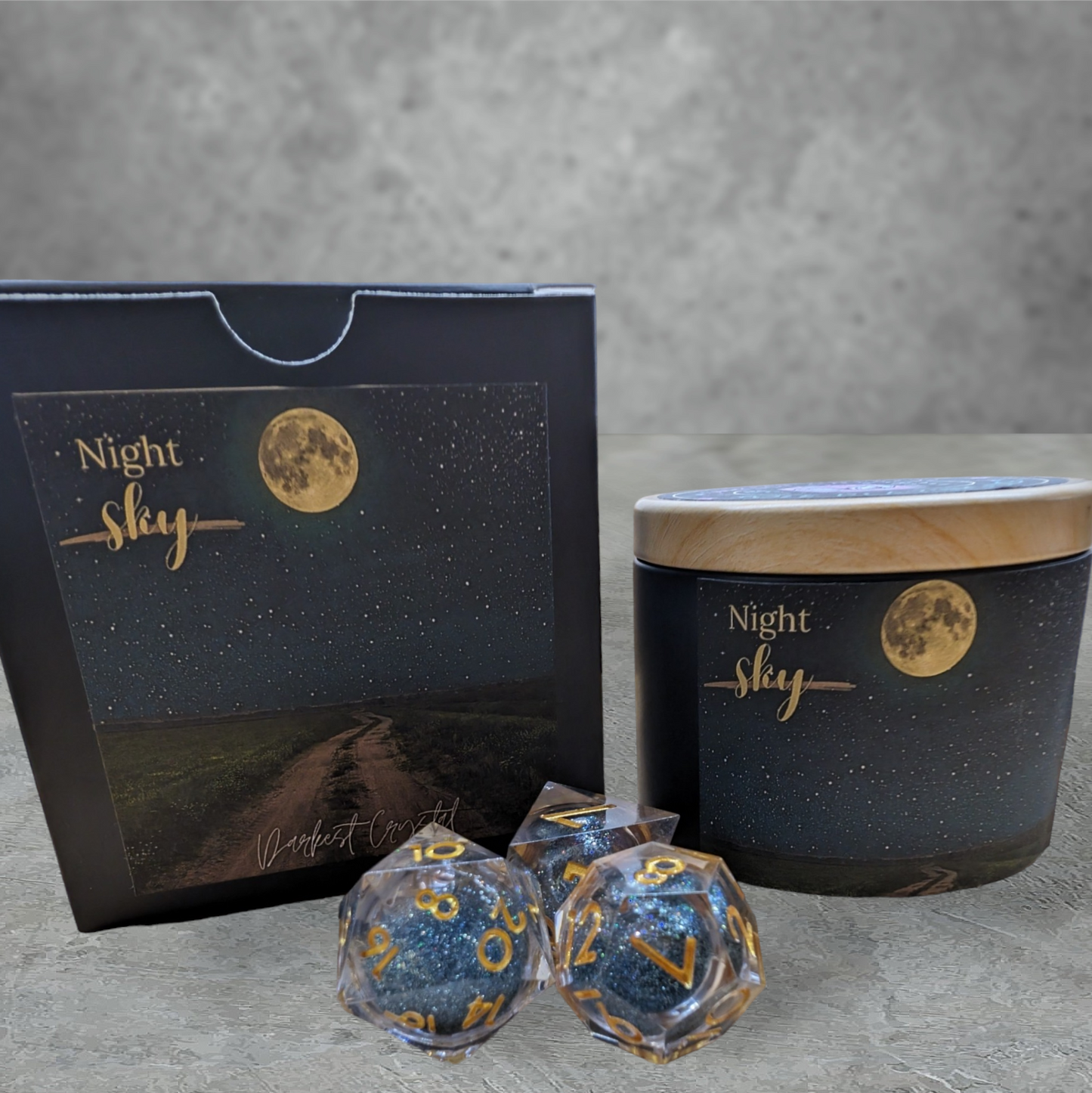 "night sky" tabletop roleplay gaming dice gift set