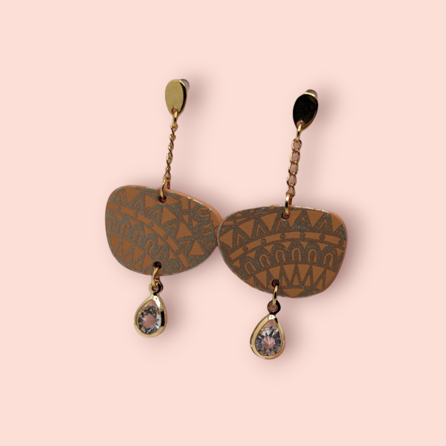 Caramel kisses themed earrings crystal elegance