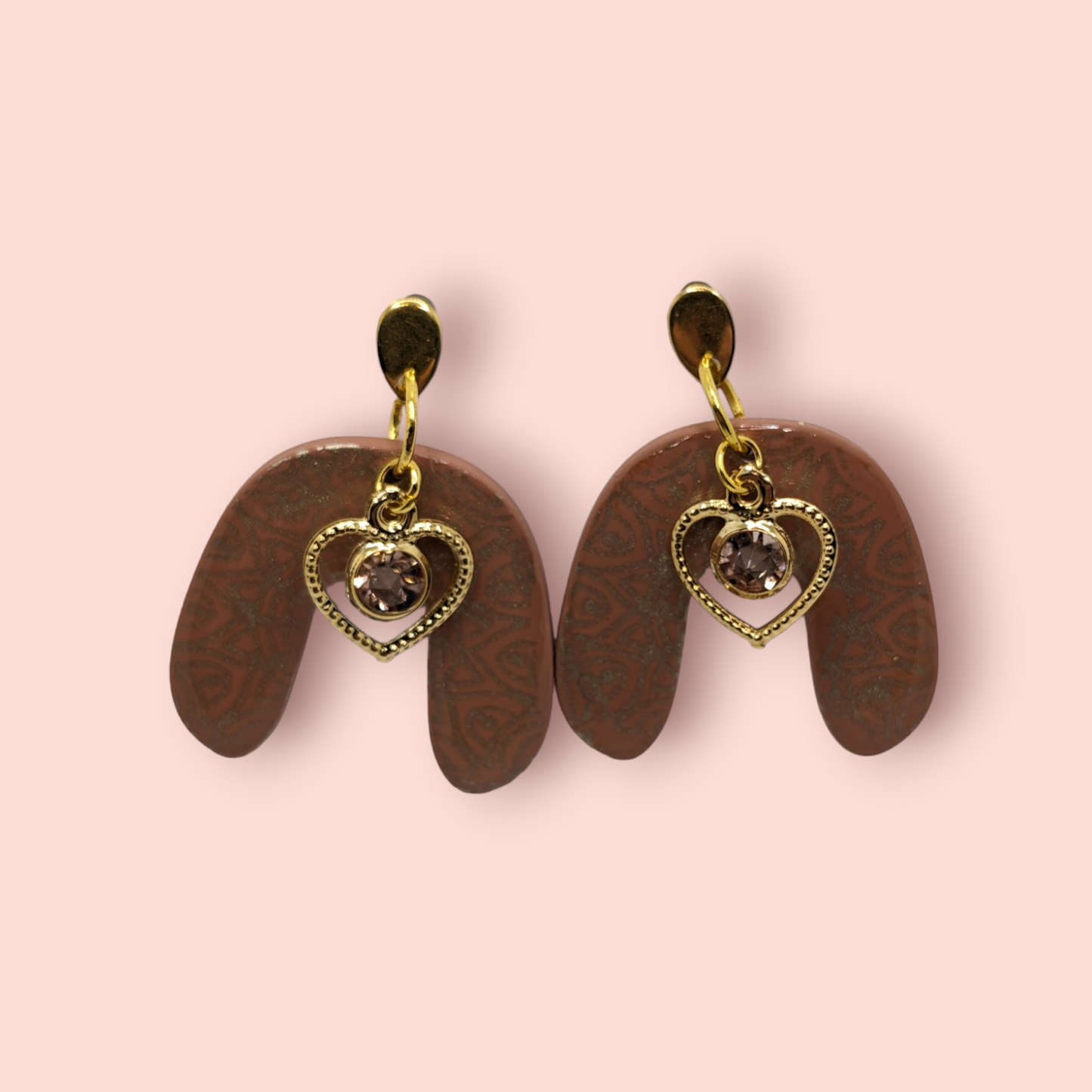 Caramel kisses themed earrings caramel love heart