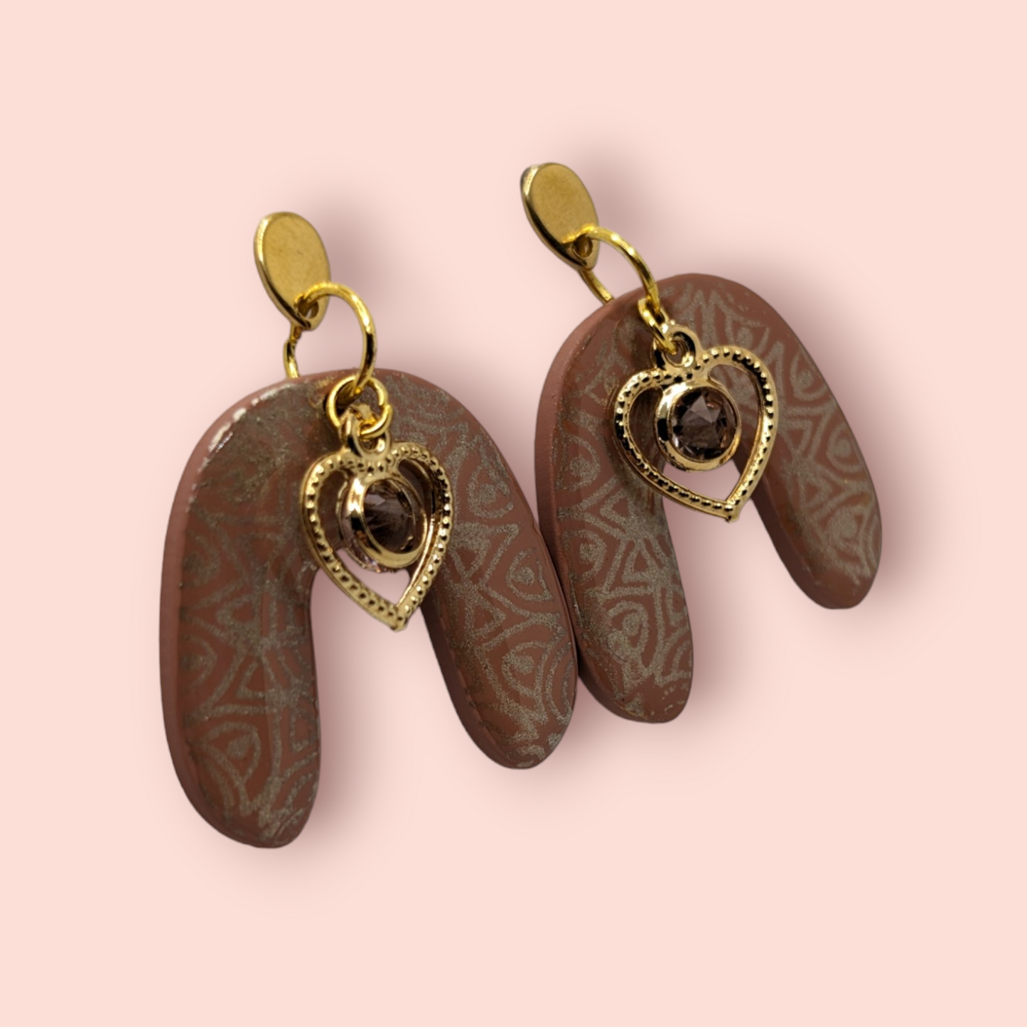 Caramel kisses themed earrings caramel love heart