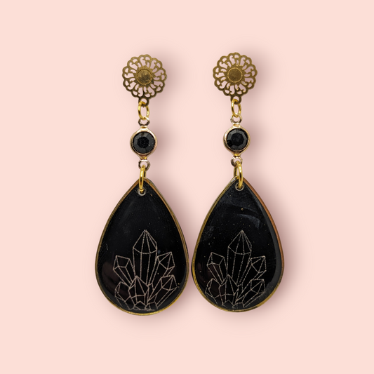 Gothic crystal spellbinding tarot style earrings