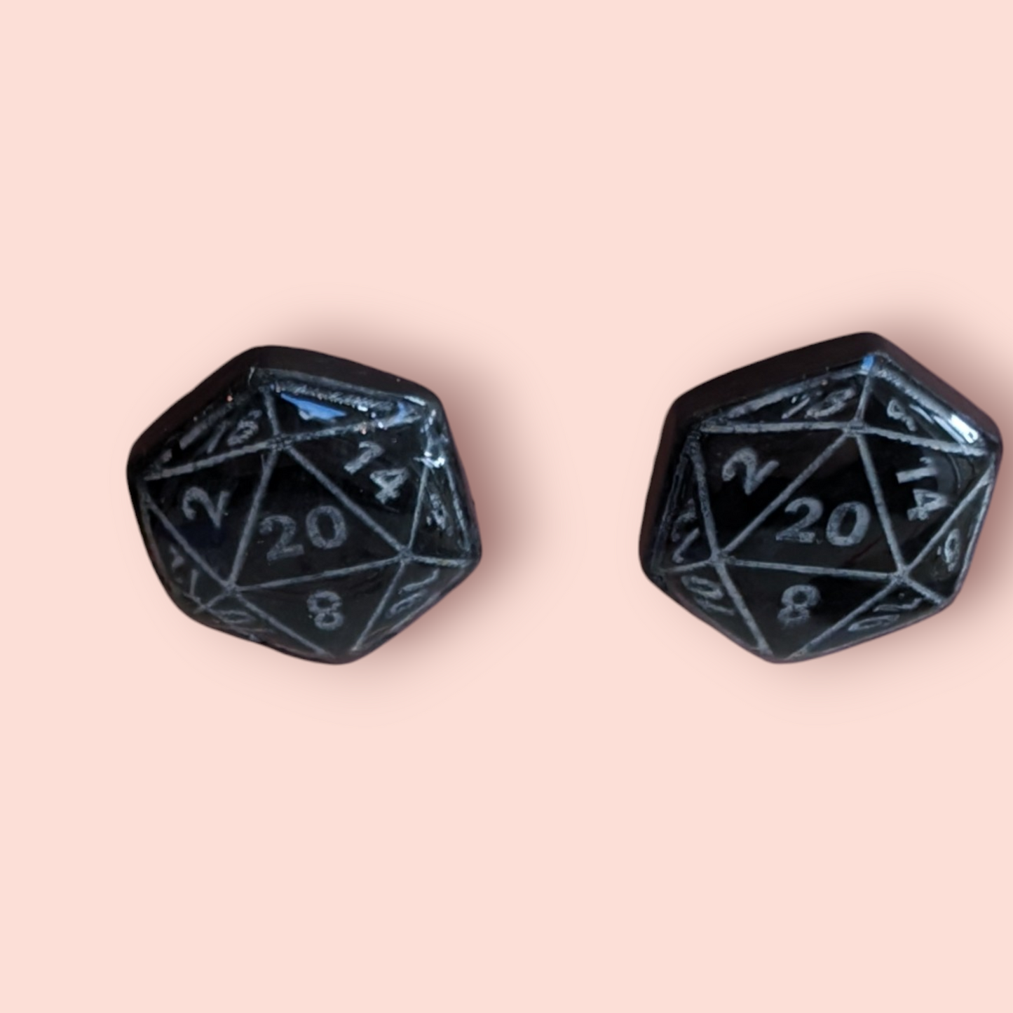 Large D20 stud earrings tabletop roleplay gaming dice