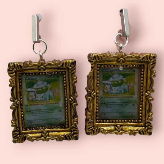 Bulbasaur hall of fame frame earrings