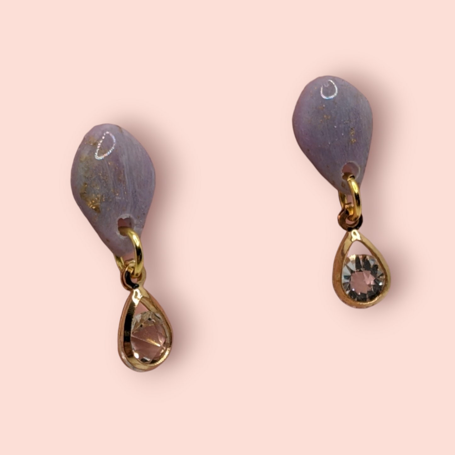 Fluorite fantasy collection polymer clay gemstone inspired drop earrings simple stud