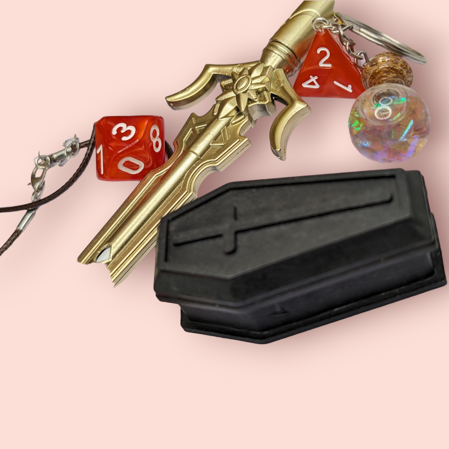 blood lust vampire edition, mini dice in coffin themed tabletop roleplay gaming polyhedral DND dice gift set