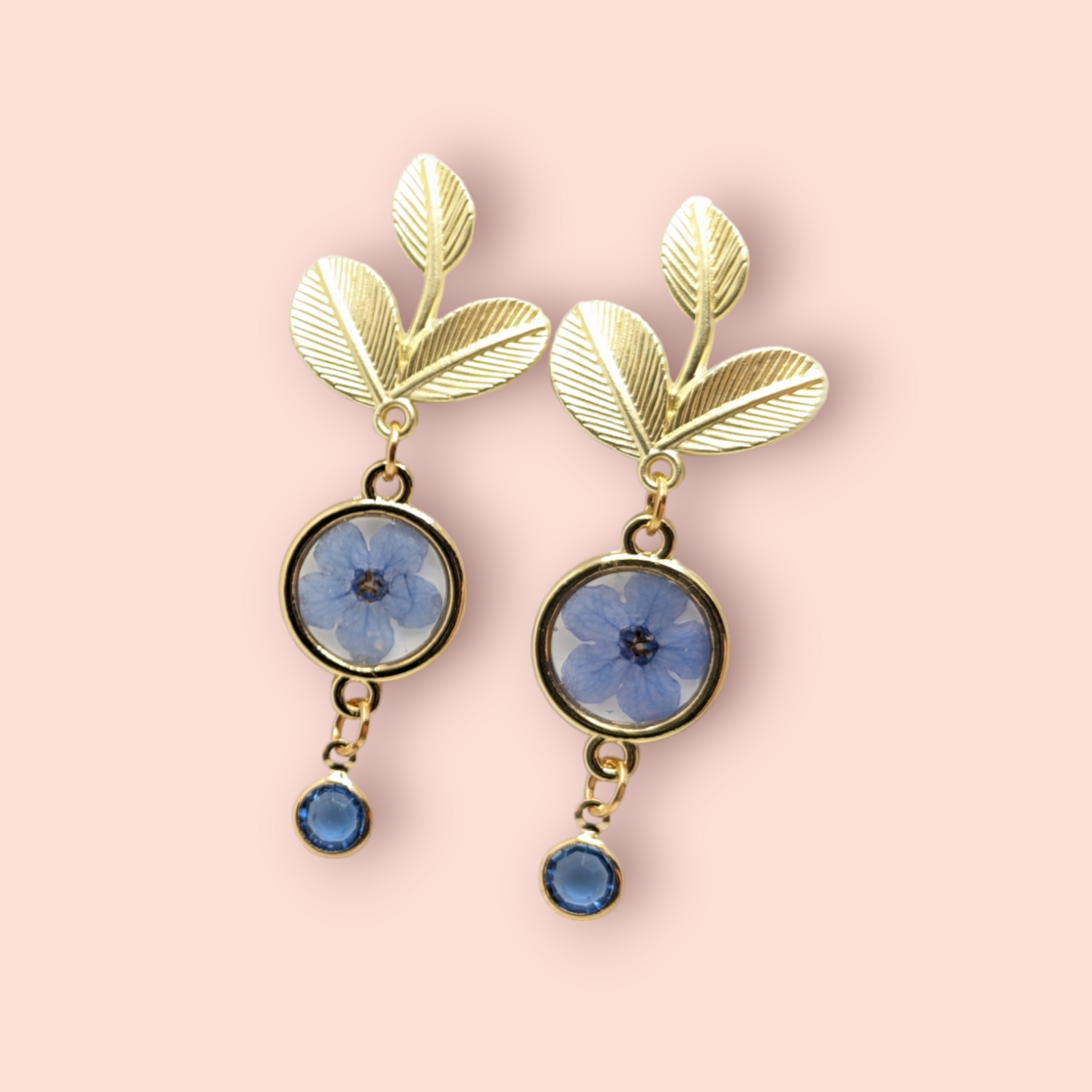 Forget-Me-Not Fantasy: Handmade Botanical Floral Dried Flower Earrings with Cottagecore Charm