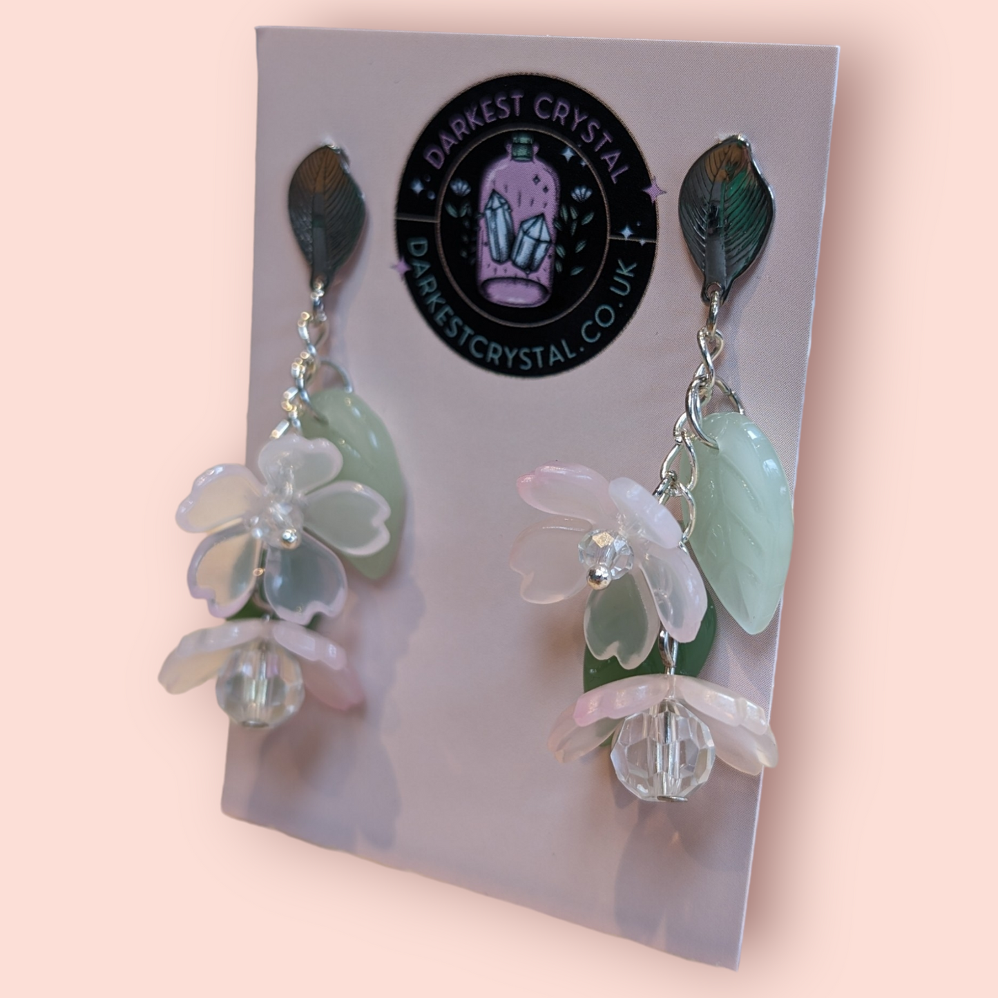 Blossom Drops: Handcrafted Acrylic and Glass Floral botanical Earrings, unique piece of art (Copy)