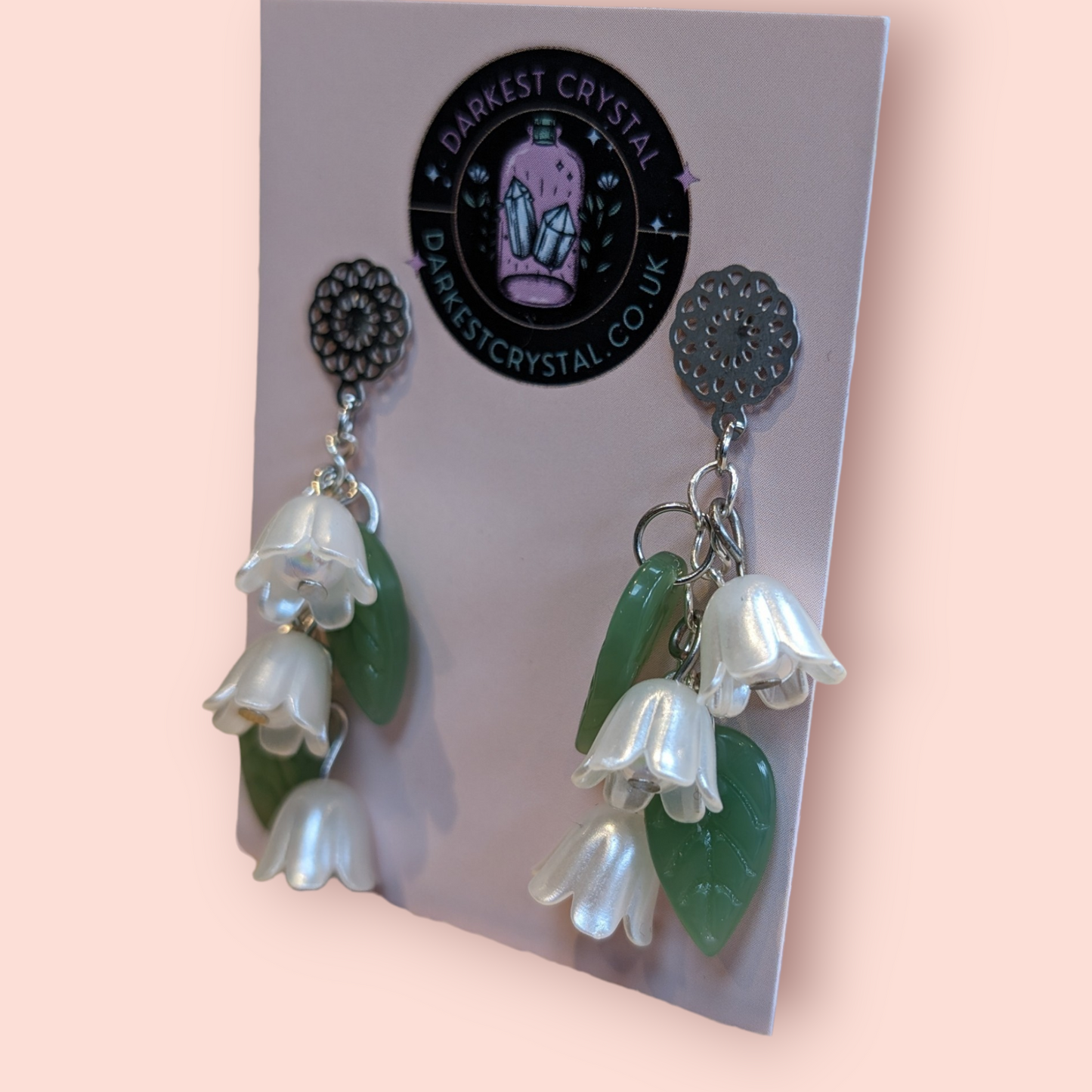 Blossom Drops: Handcrafted Acrylic and Glass Floral botanical Earrings, unique piece of art