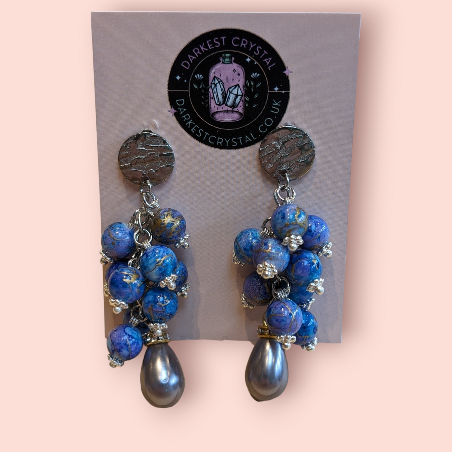 Blossom Drops: Handcrafted Acrylic and Glass Floral botanical Earrings, unique piece of art