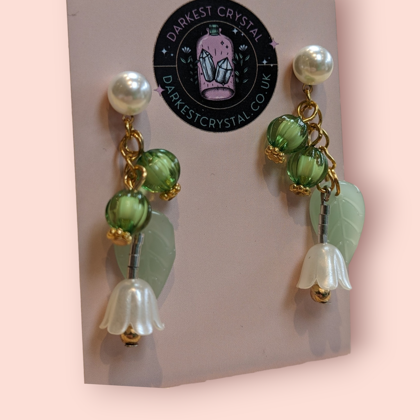 Blossom Drops: Handcrafted Acrylic and Glass Floral botanical Earrings, unique piece of art