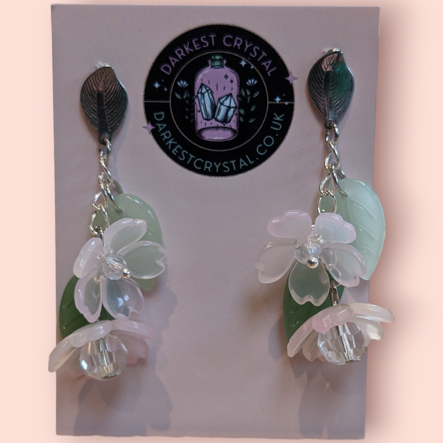 Blossom Drops: Handcrafted Acrylic and Glass Floral botanical Earrings, unique piece of art (Copy)