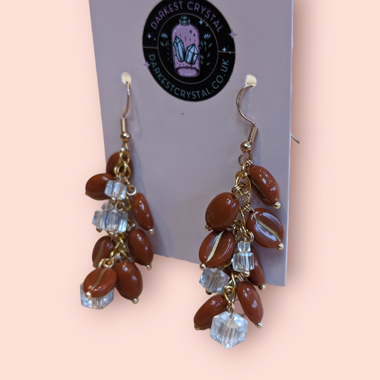 Cool Beans: Handmade Iced Coffee, Glass Coffee Bean & Ice Cube Earrings"