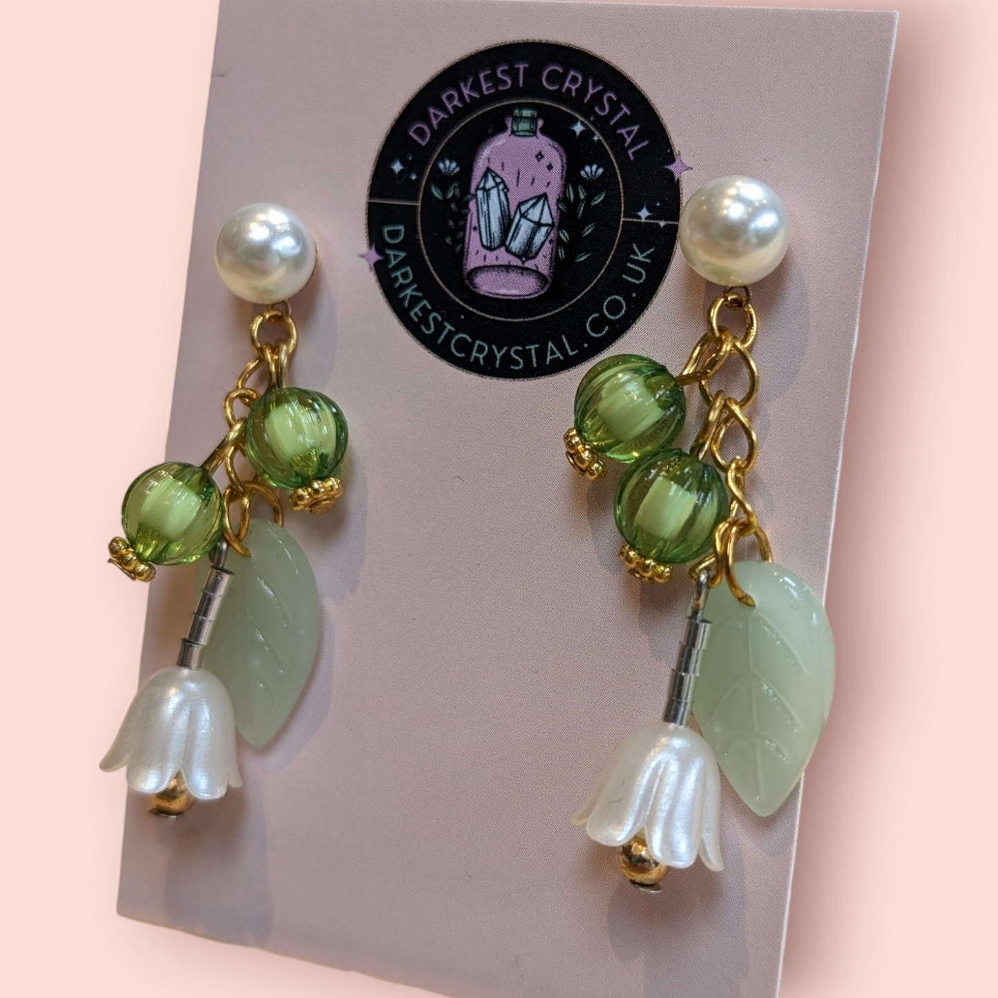 Blossom Drops: Handcrafted Acrylic and Glass Floral botanical Earrings, unique piece of art