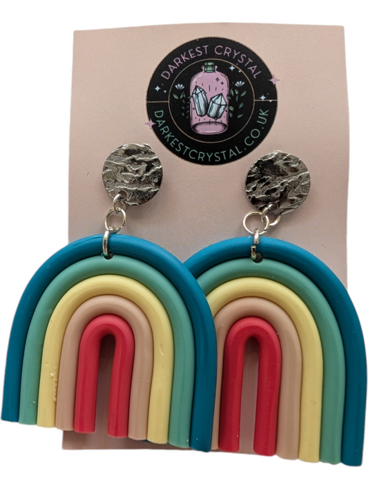 Chic Rainbow Delight: Handmade Polymer Clay Earrings