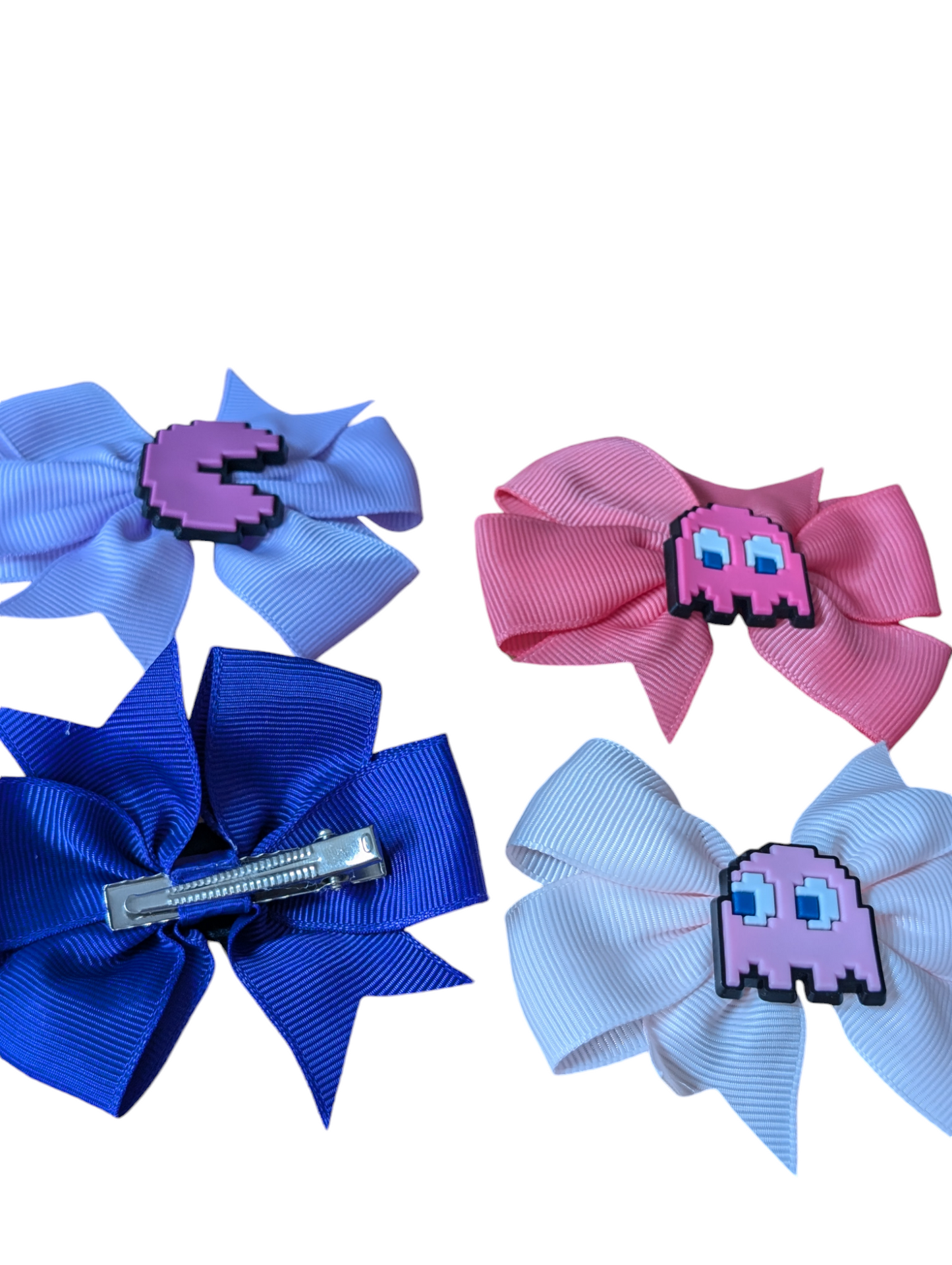 retro inspired handmade Pacman bow hair accessories set ( pack of 4)