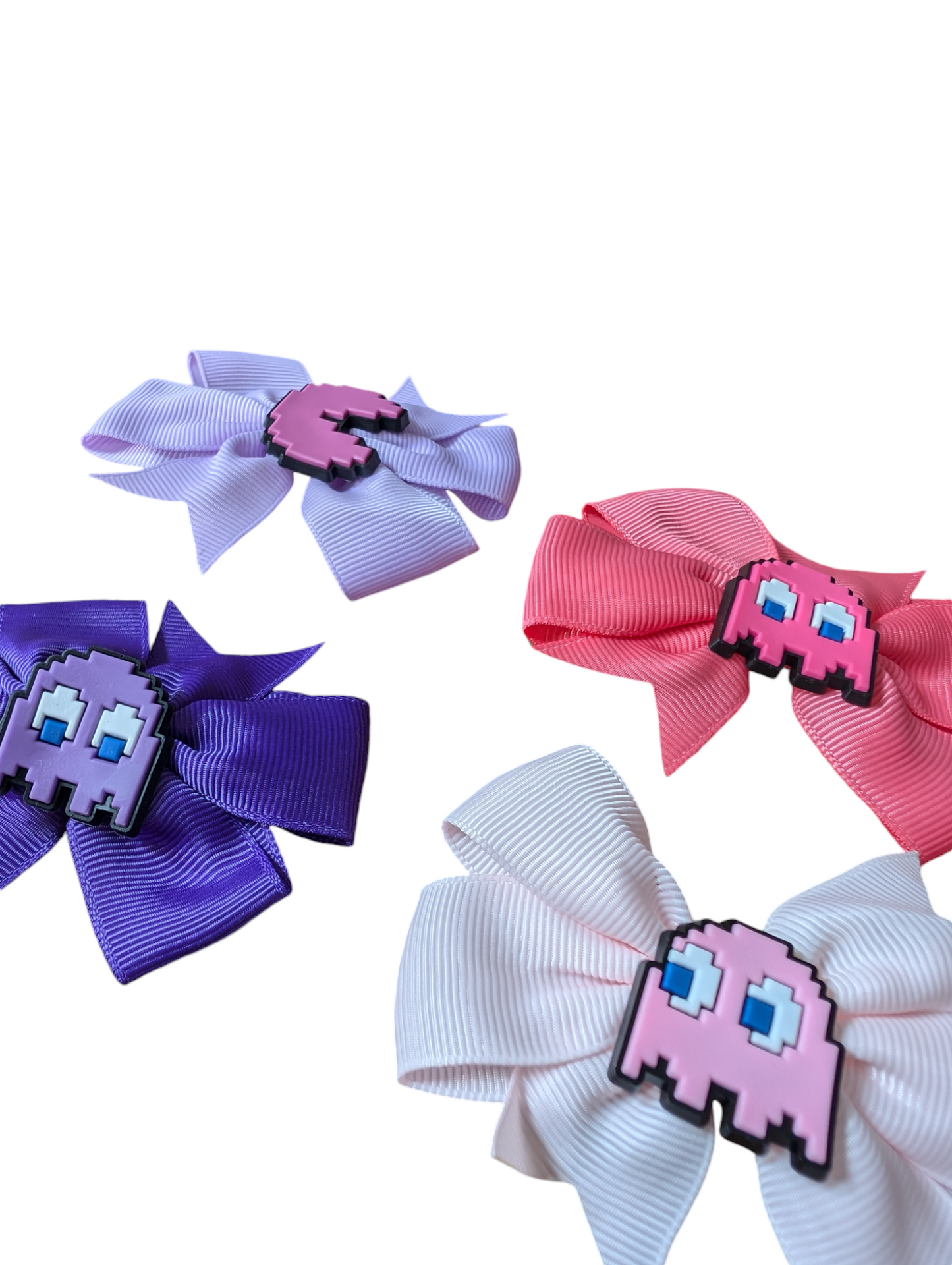 retro inspired handmade Pacman bow hair accessories set ( pack of 4)