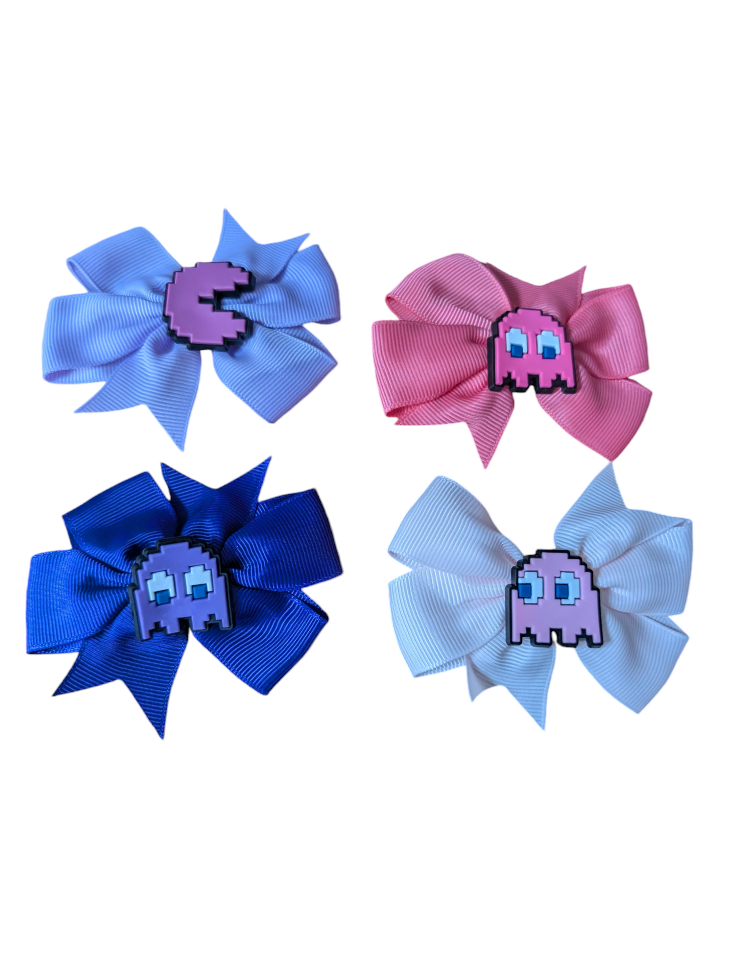 retro inspired handmade Pacman bow hair accessories set ( pack of 4)