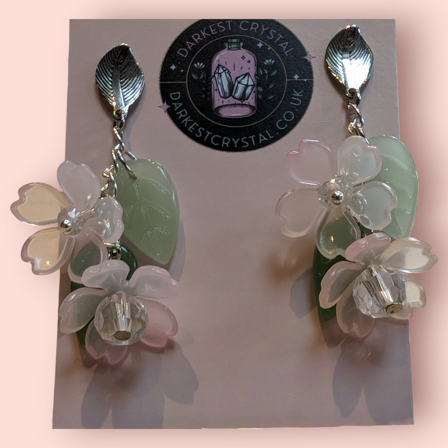 Blossom Drops: Handcrafted Acrylic and Glass Floral botanical Earrings, unique piece of art (Copy)