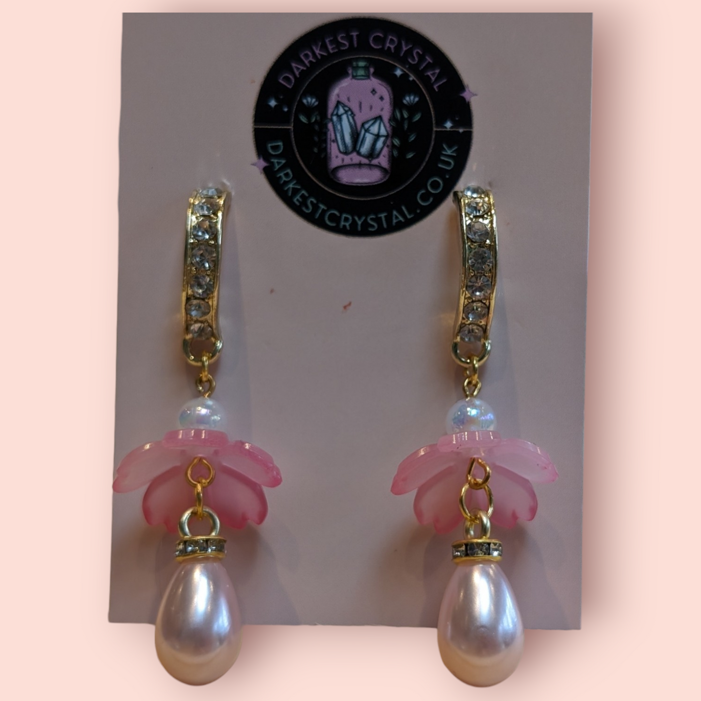 Blossom Drops: Handcrafted Acrylic and Glass Floral botanical Earrings, unique piece of art