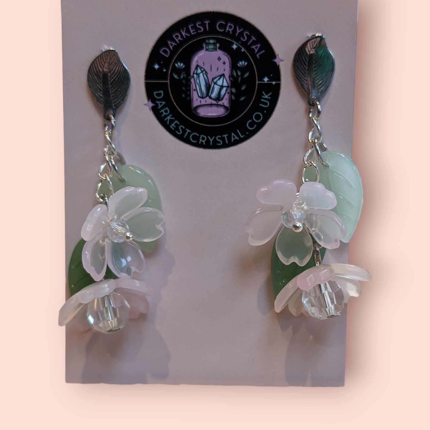 Blossom Drops: Handcrafted Acrylic and Glass Floral botanical Earrings, unique piece of art (Copy)