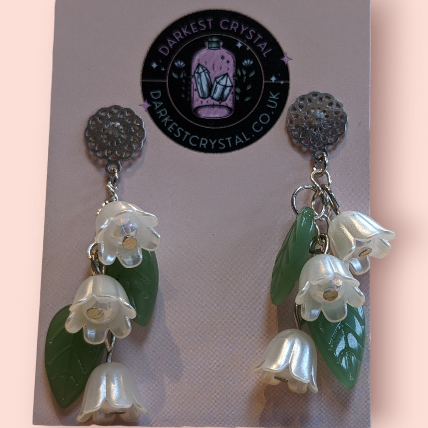 Blossom Drops: Handcrafted Acrylic and Glass Floral botanical Earrings, unique piece of art