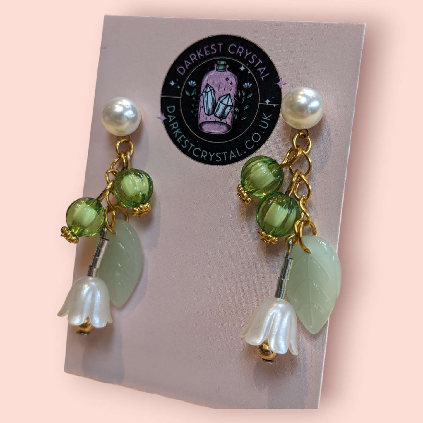 Blossom Drops: Handcrafted Acrylic and Glass Floral botanical Earrings, unique piece of art