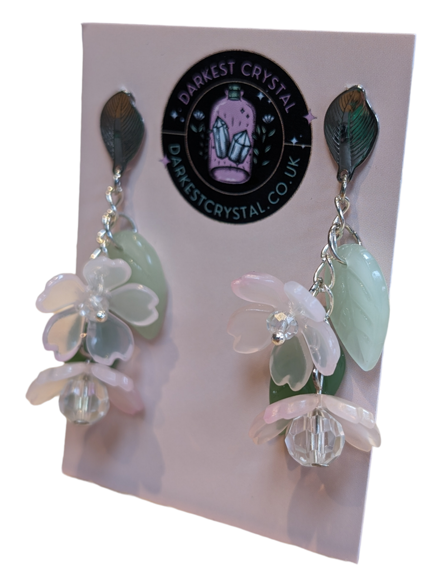 Blossom Drops: Handcrafted Acrylic and Glass Floral botanical Earrings, unique piece of art (Copy)