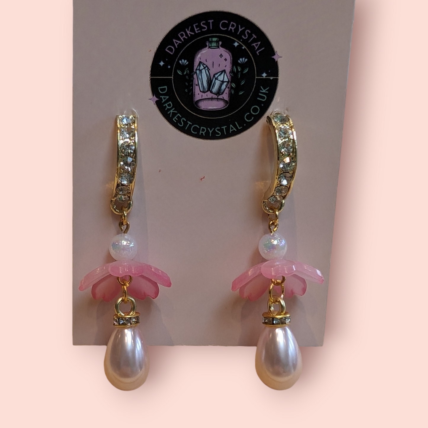 Blossom Drops: Handcrafted Acrylic and Glass Floral botanical Earrings, unique piece of art