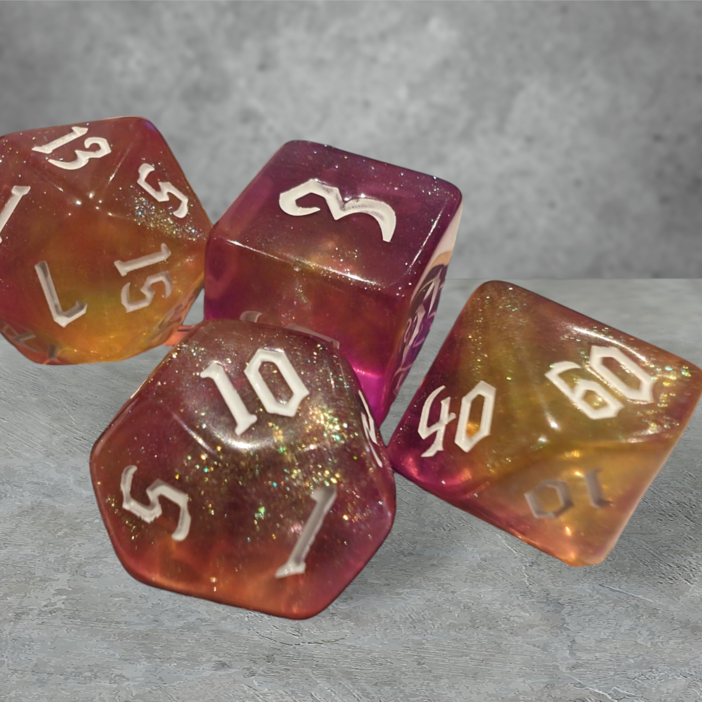 "pink lemonade" themed tabletop roleplay gaming dice