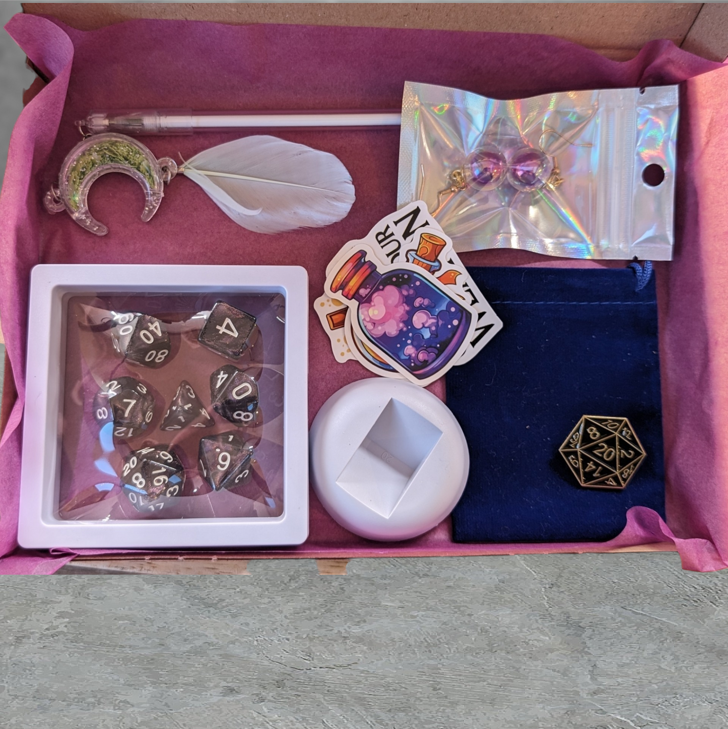 "high priestess" themed tabletop roleplay gaming dice gift set